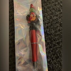 handcrafted Red Bird-Topper Ballpoint Pen — Festive Red Office Pen